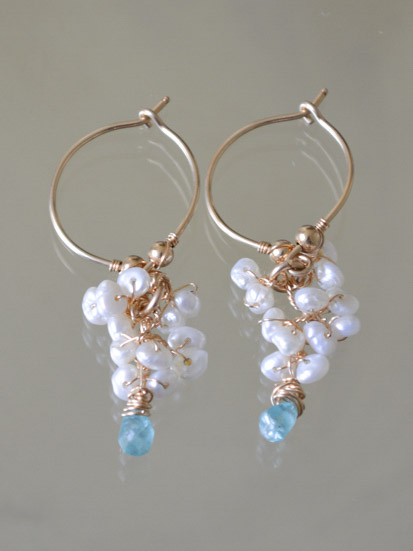 earrings Cluster pearls and apatite